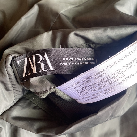 ZARA Long Black Puff Coat - Picture 7 of 8